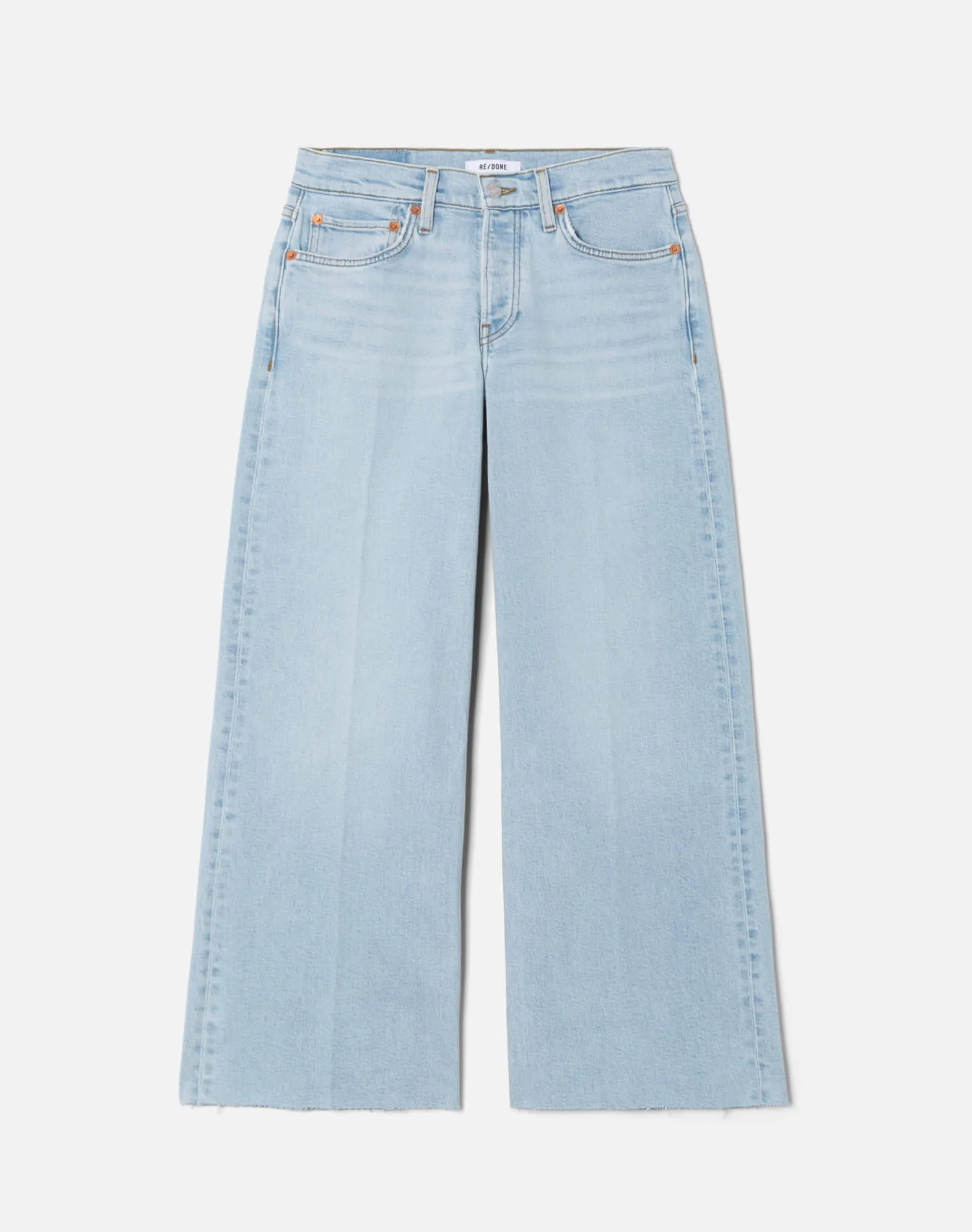 Comfort Stretch Mid Rise Wide Leg Crop - Ola Indigo sold by Re/Done