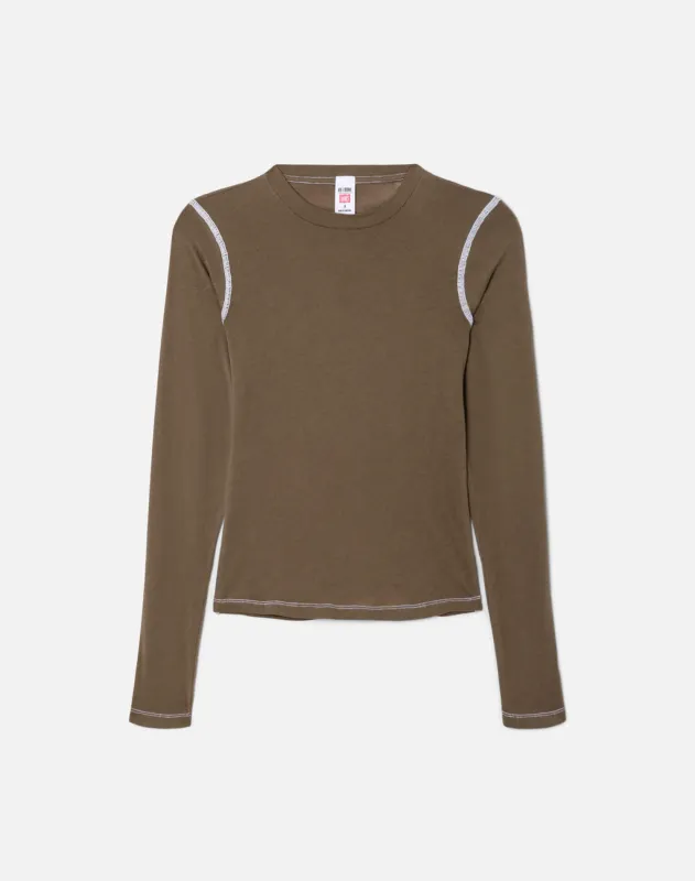 Hanes Sheer Long Sleeve Tee - Cypress With White sold by Re/Done