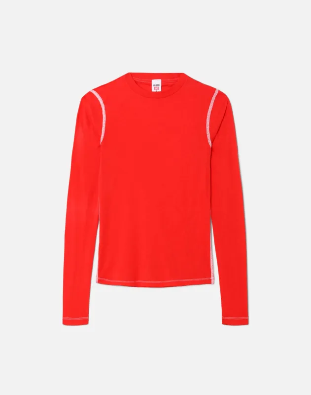 Hanes Sheer Long Sleeve Tee - Roja With White sold by Re/Done