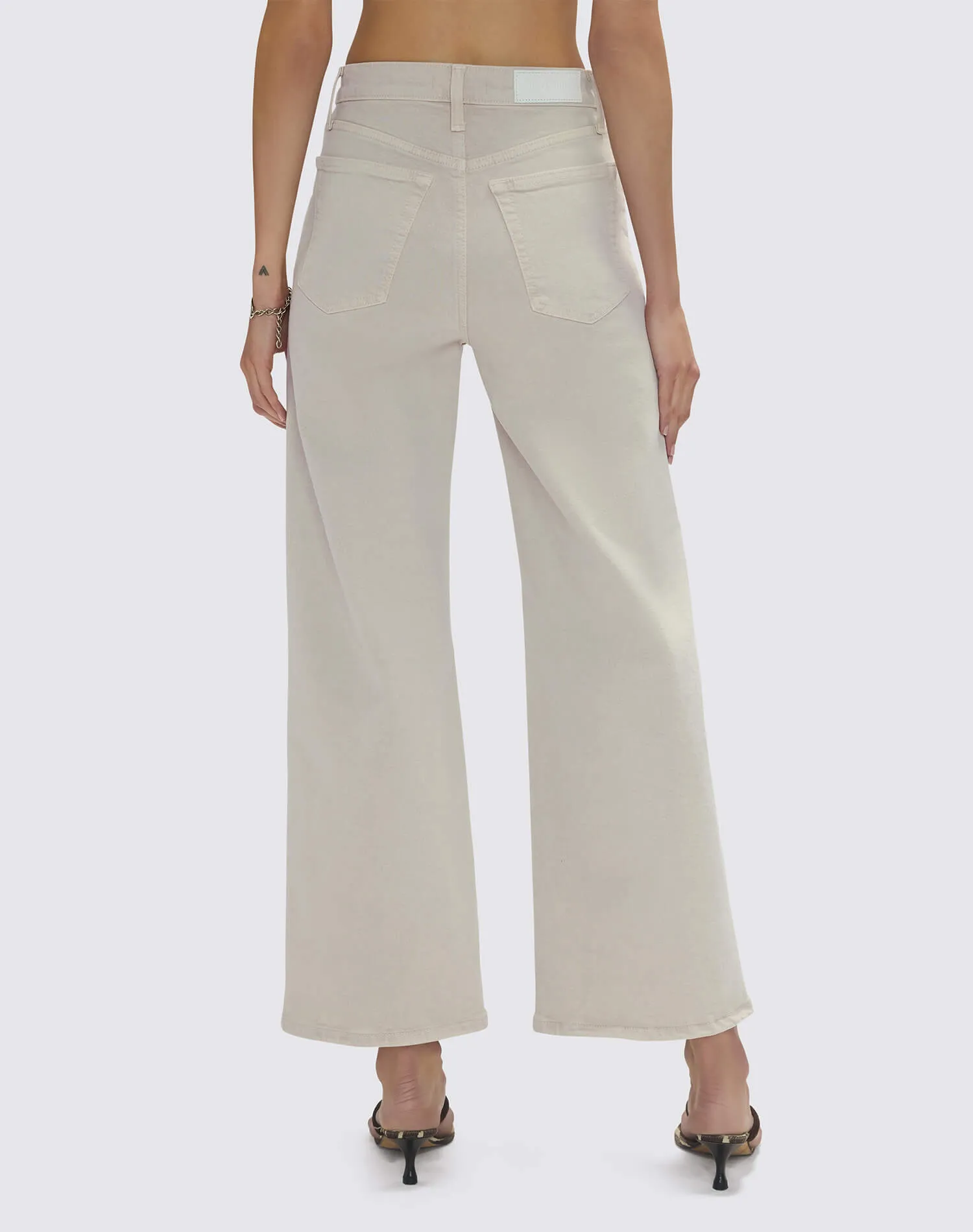Comfort Stretch High Rise Wide Leg Crop - Pebble sold by Re/Done product image thumbnail 4