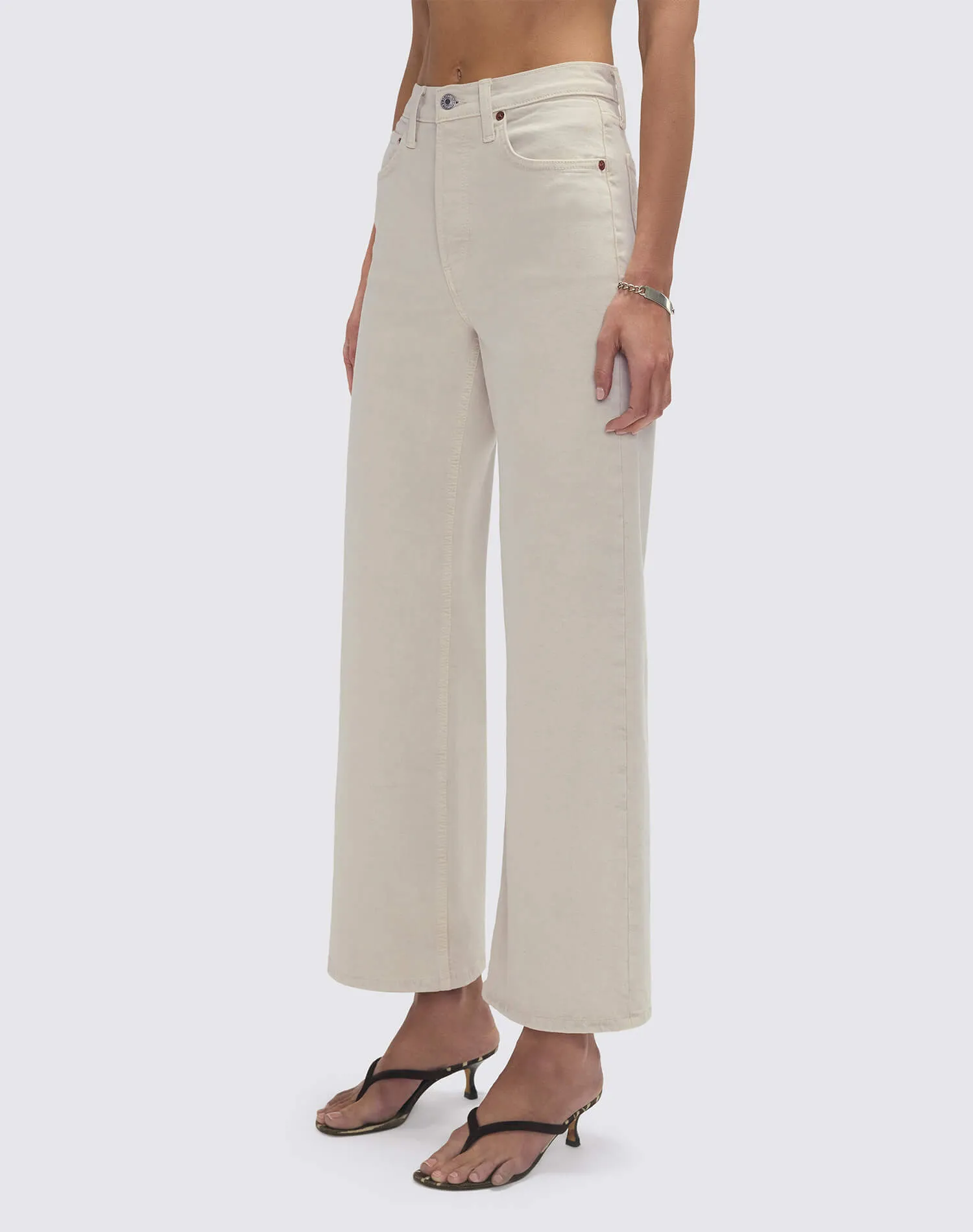 Comfort Stretch High Rise Wide Leg Crop - Pebble sold by Re/Done product image thumbnail 3