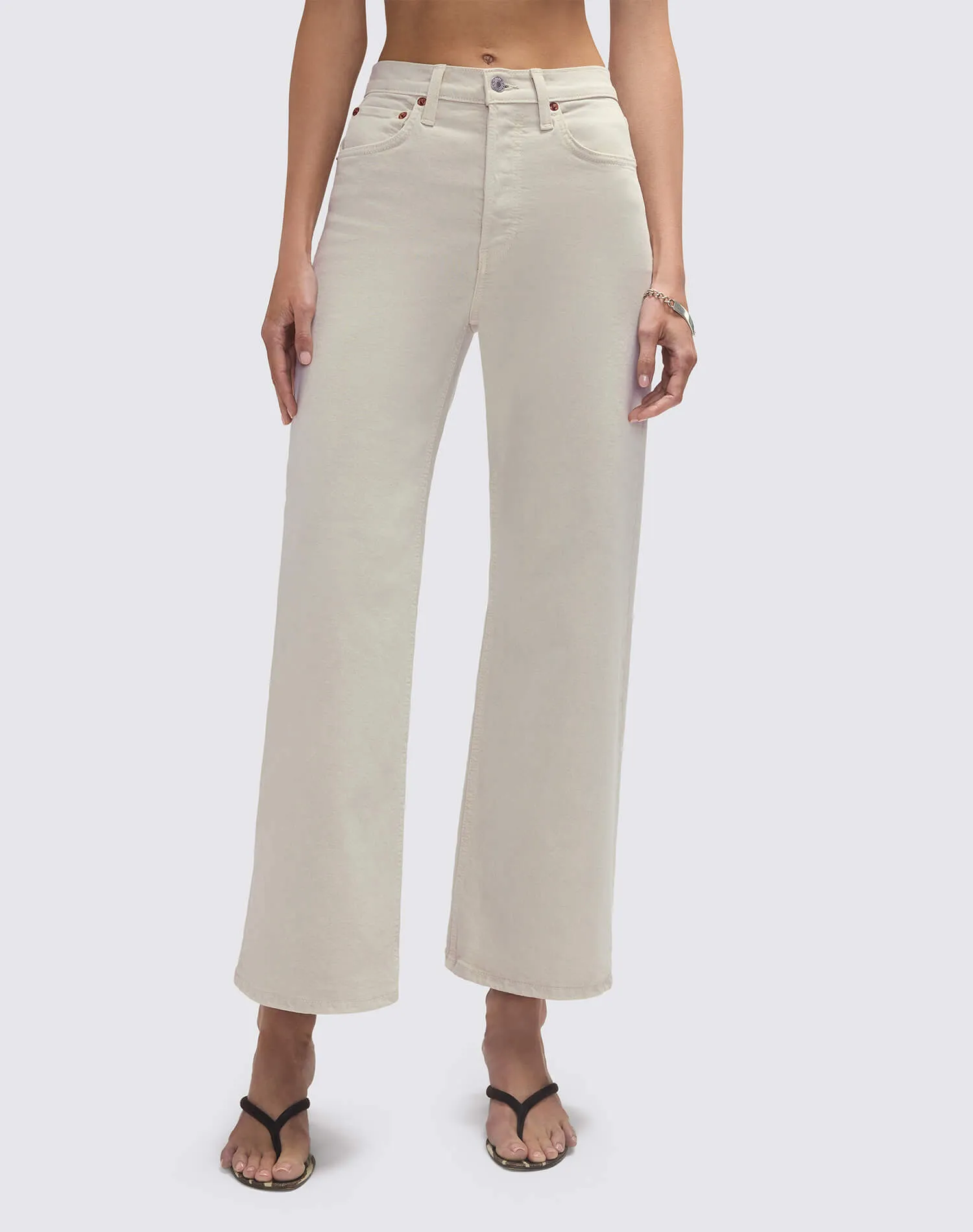 Comfort Stretch High Rise Wide Leg Crop - Pebble sold by Re/Done product image thumbnail 2