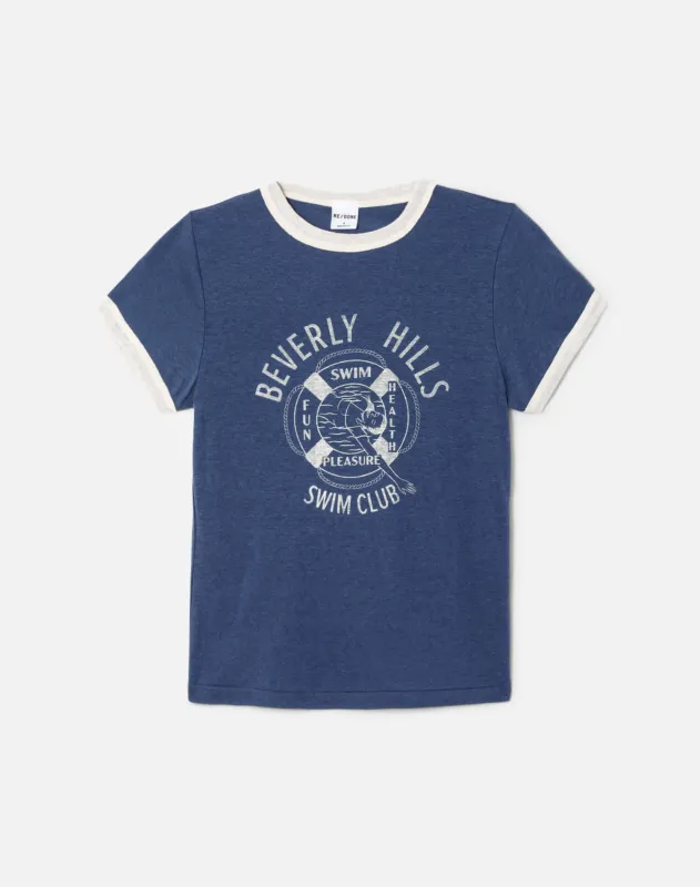 60s Slim Ringer "Swim Club" Tee - Navy White sold by Re/Done