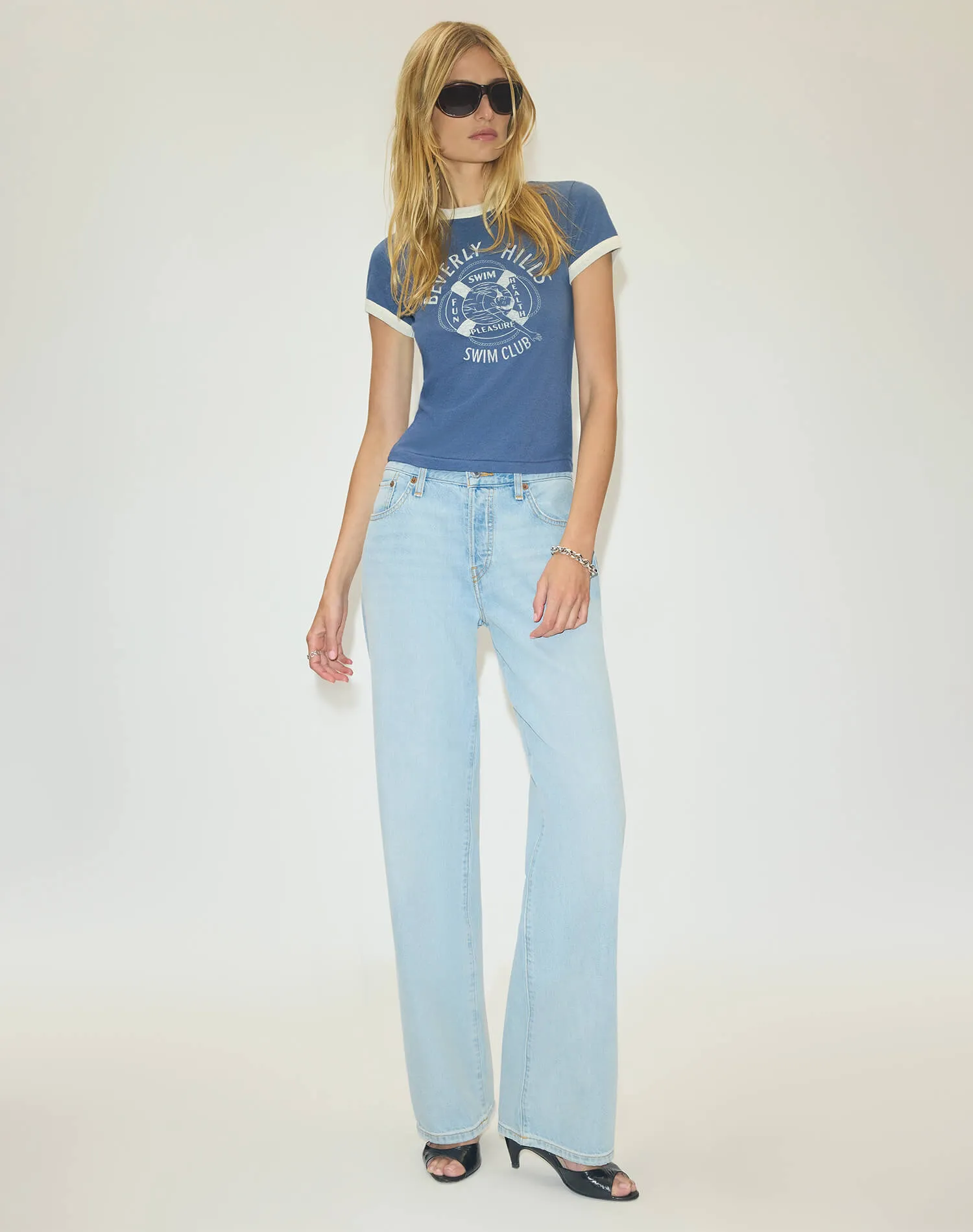 60s Slim Ringer "Swim Club" Tee - Navy White sold by Re/Done product image thumbnail 4