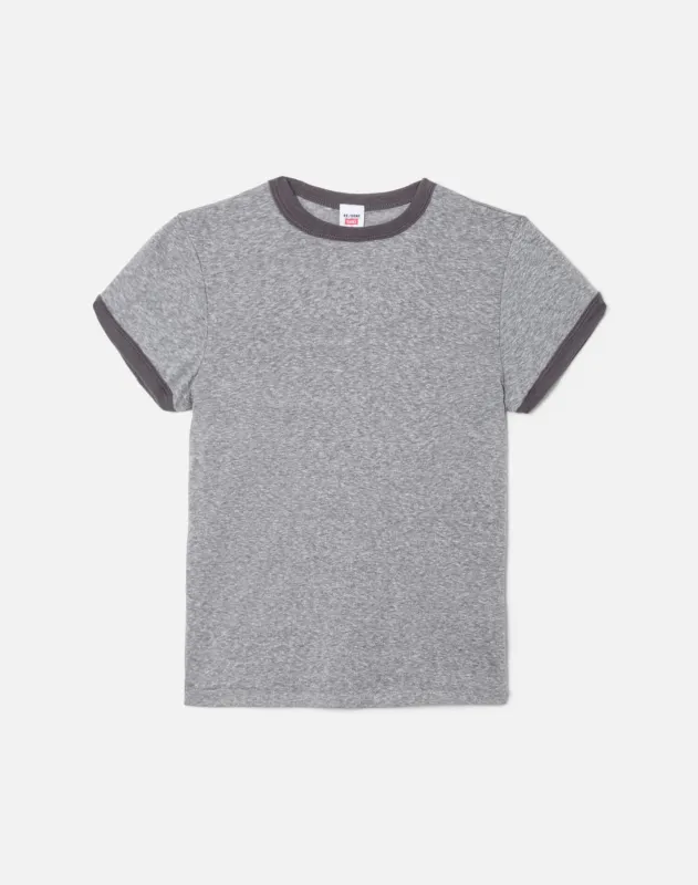 Hanes 60s Slim Ringer Tee - Grey and Grey sold by Re/Done