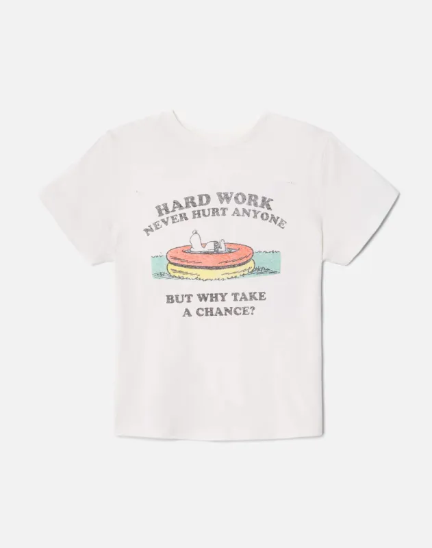 Classic "Snoopy Hard Work" Tee - Vintage White sold by Re/Done