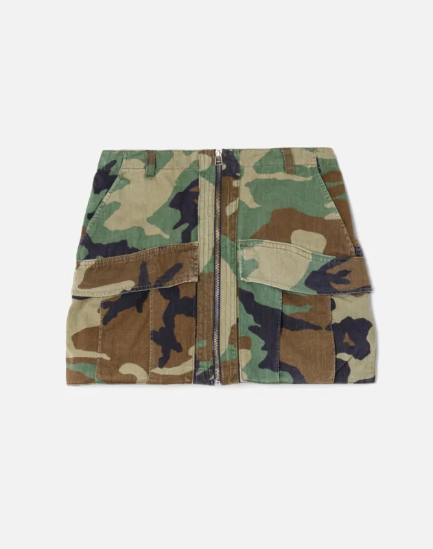 Upcycled Cargo Skirt - Olive Camo sold by Re/Done