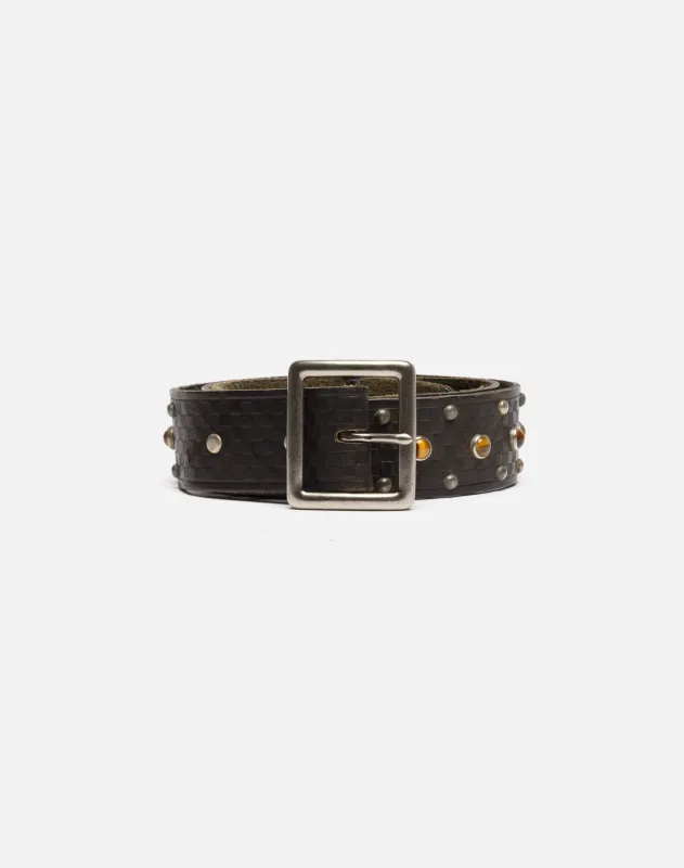 60s Tigers Eye Studded Belt -#18 made by Re/Done
