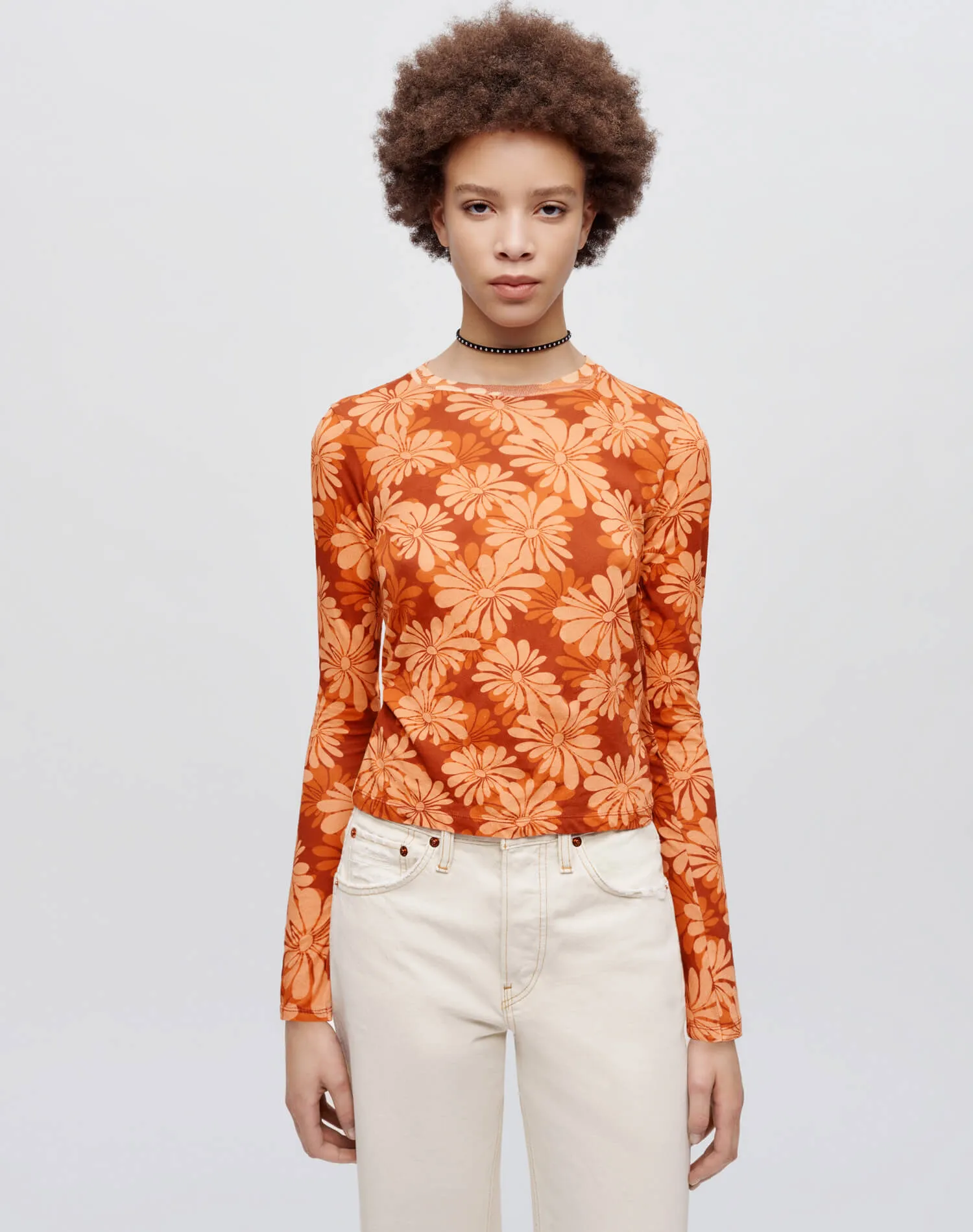 Sheer Long Sleeve Tee - Retro Daisy sold by Re/Done