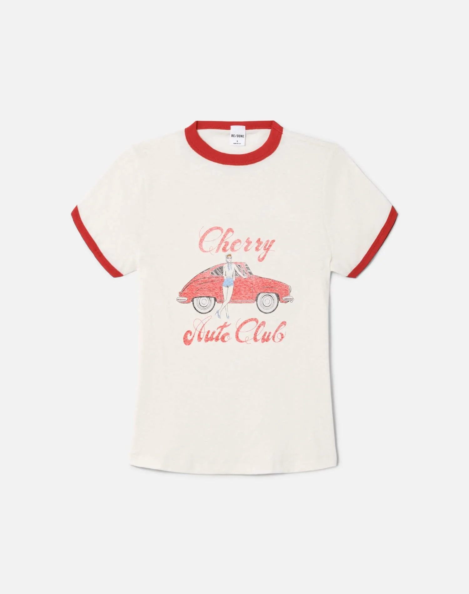 Ringer Tee Cherry Auto - Vintage Ivory With Scarlett sold by Re/Done