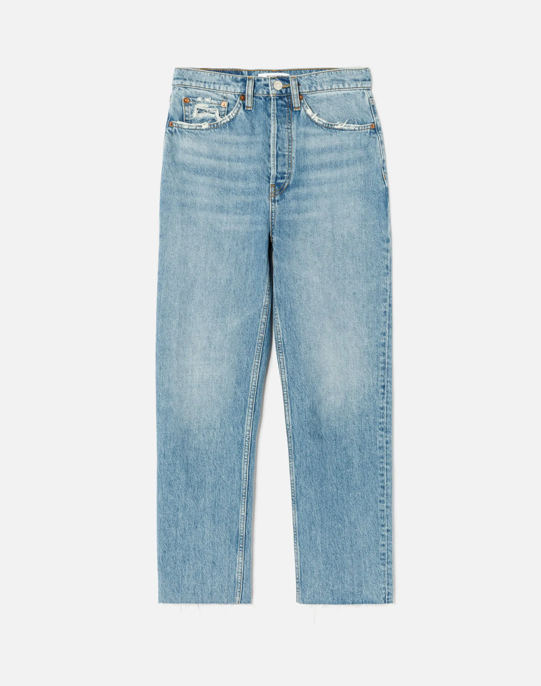 Ultra High Rise Stove Pipe - Worn Blue sold by Re/Done