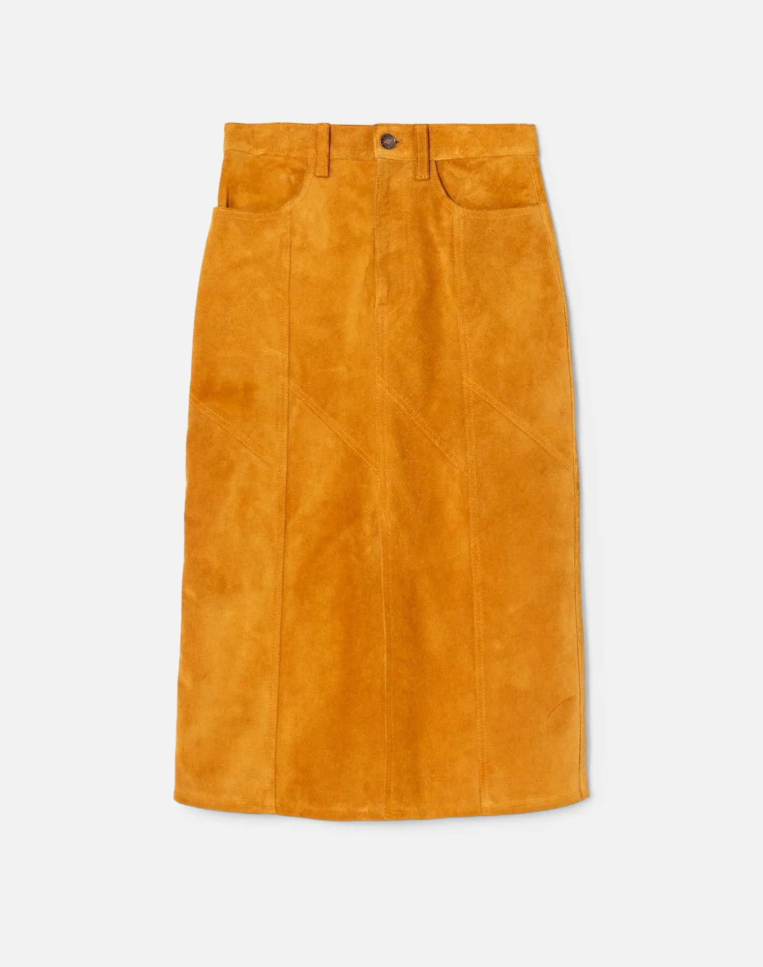 Paneled Midi Skirt - Tan Suede sold by Re/Done