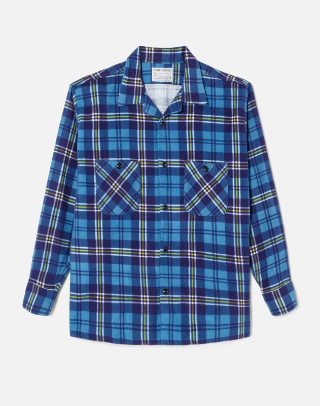 50s Plaid Straight Bottom Shirt - Navy/Blue made by Re/Done