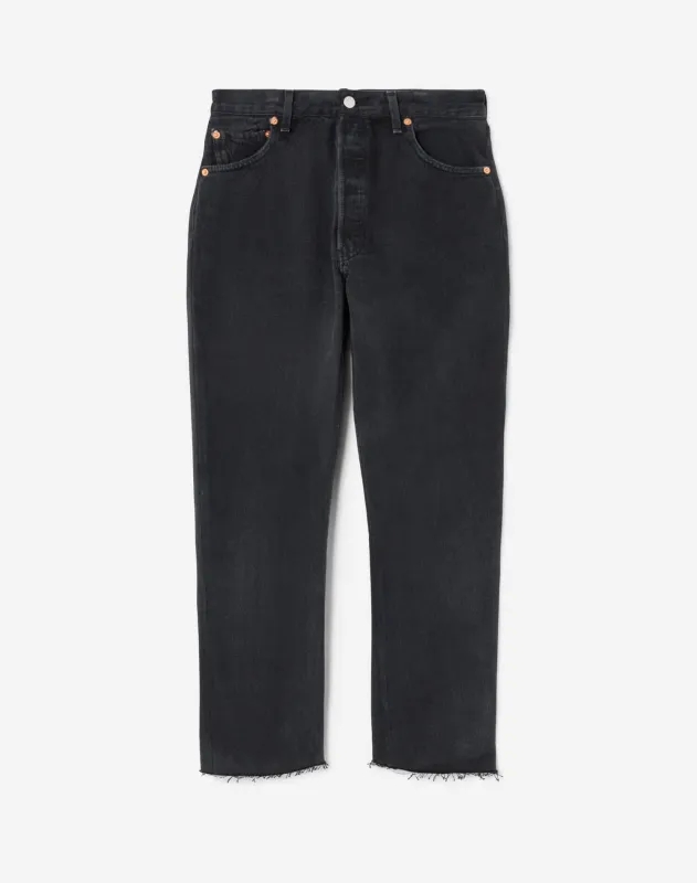 Levi's Black High Rise Stove Pipe - Black Overdyed sold by Re/Done