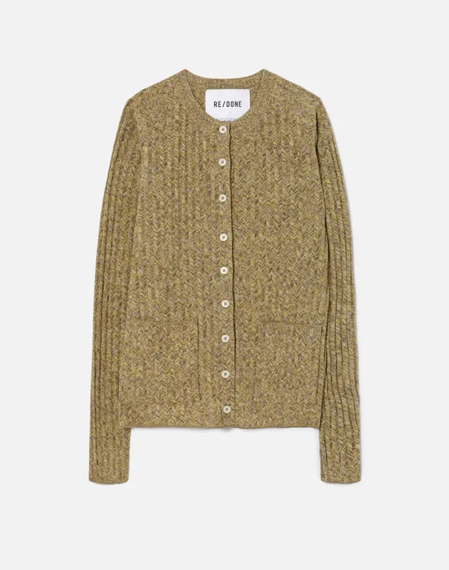 Chevron Rib Cardi - Pear Combo sold by Re/Done