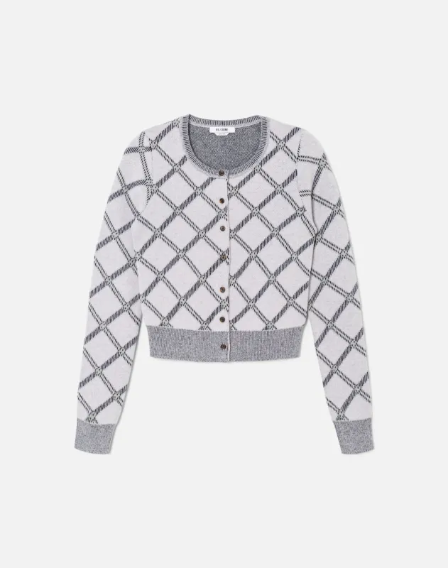 Cropped Crewneck Cardi - Lavender Combo made by Re/Done