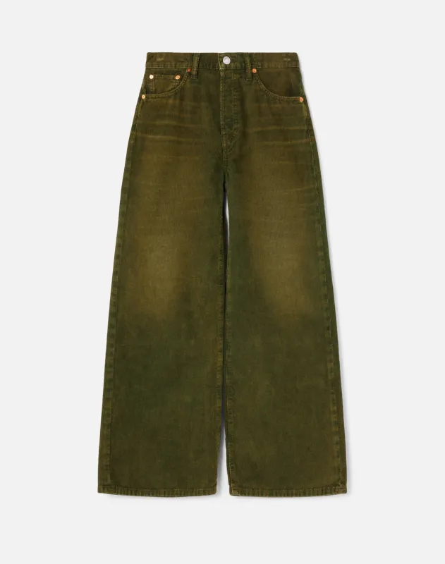 High Rise Wide Leg Crop - Distressed Fern Cord made by Re/Done