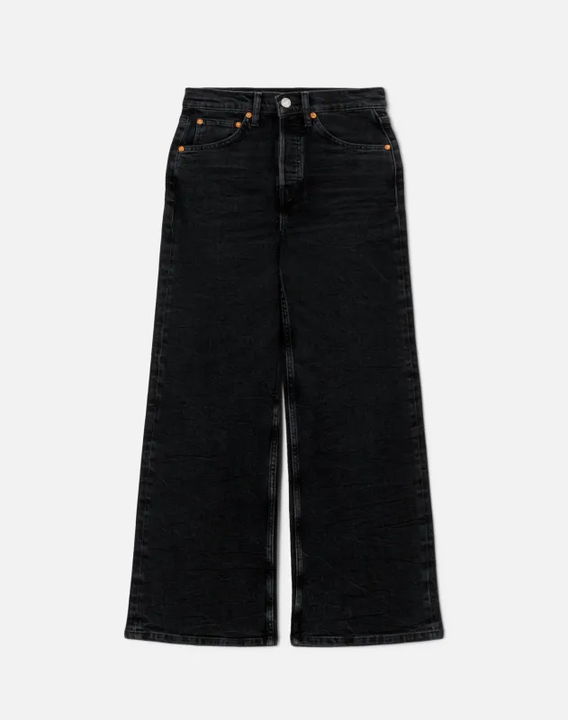 High Rise Wide Leg Crop - Black Vain made by Re/Done
