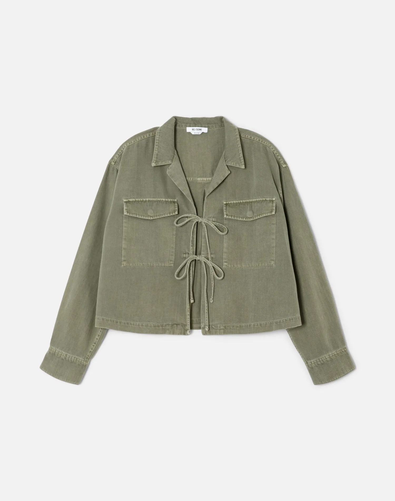 Military Front Tie Shirt - Washed Military sold by Re/Done