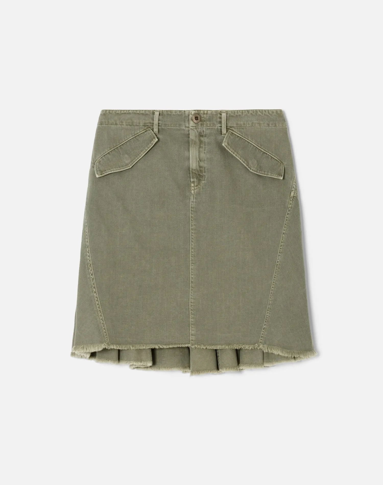 Pleated Military Skirt - Washed Military sold by Re/Done