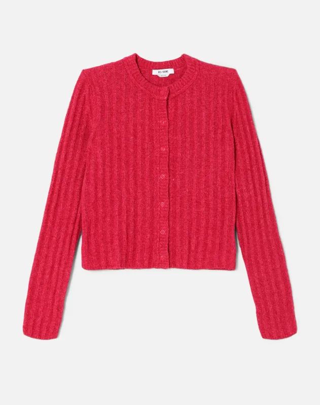 Terry Ribbed Cardi - Dragon Fruit made by Re/Done