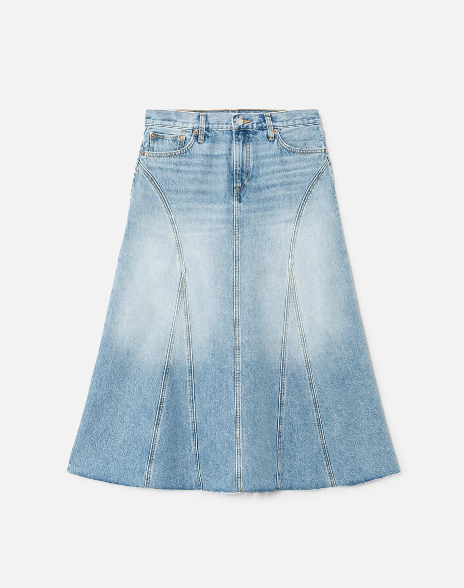 Low Slung Midi Skirt - Ojai Indigo sold by Re/Done