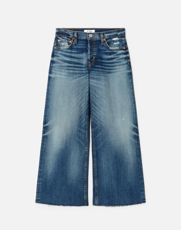 Mid Rise Wide Leg Crop - Indigo Grind sold by Re/Done