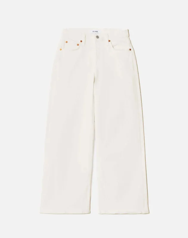 Mid Rise Wide Leg Crop - Vintage White made by Re/Done