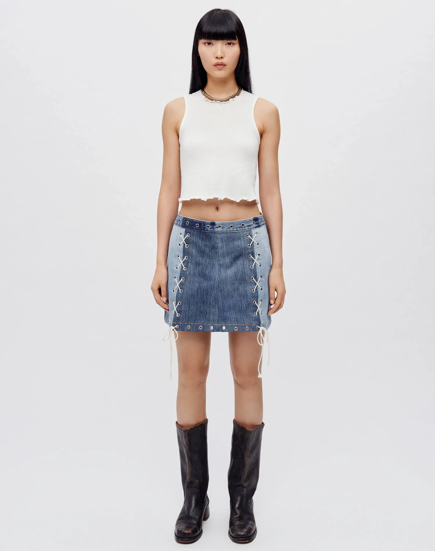 Denim Laced Midi - Indigo sold by Re/Done product image thumbnail 4