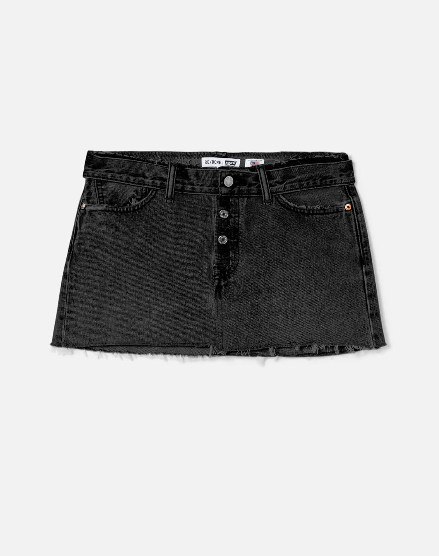 Raw Waist Mini Skirt - Black sold by Re/Done