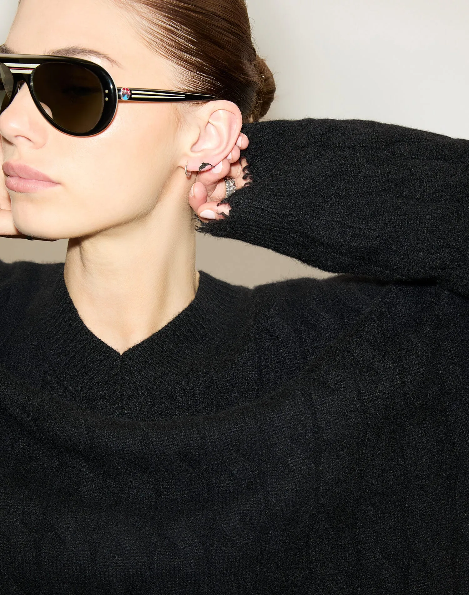 Cable V Neck Pullover - Black sold by Re/Done product image thumbnail 4