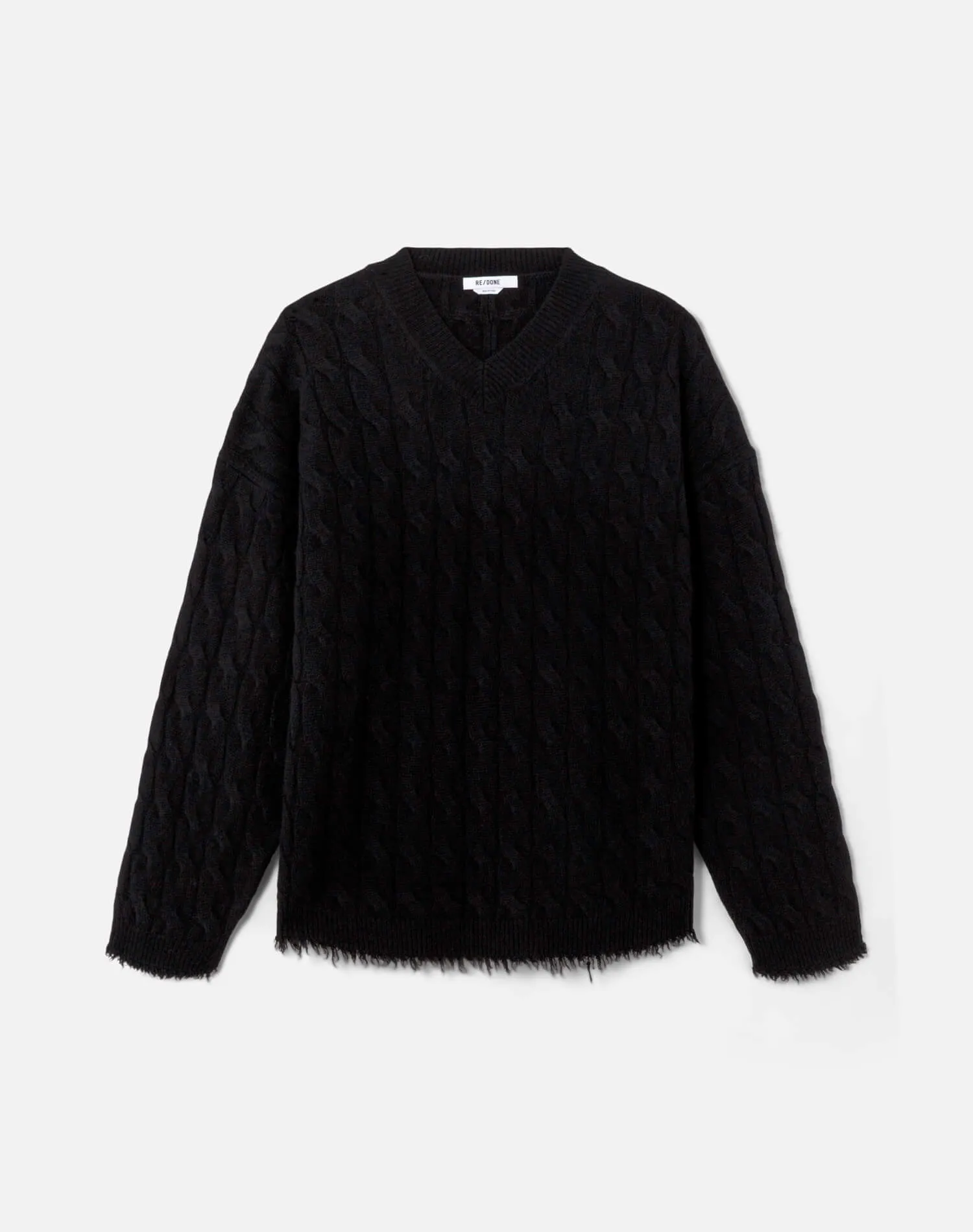 Cable V Neck Pullover - Black sold by Re/Done