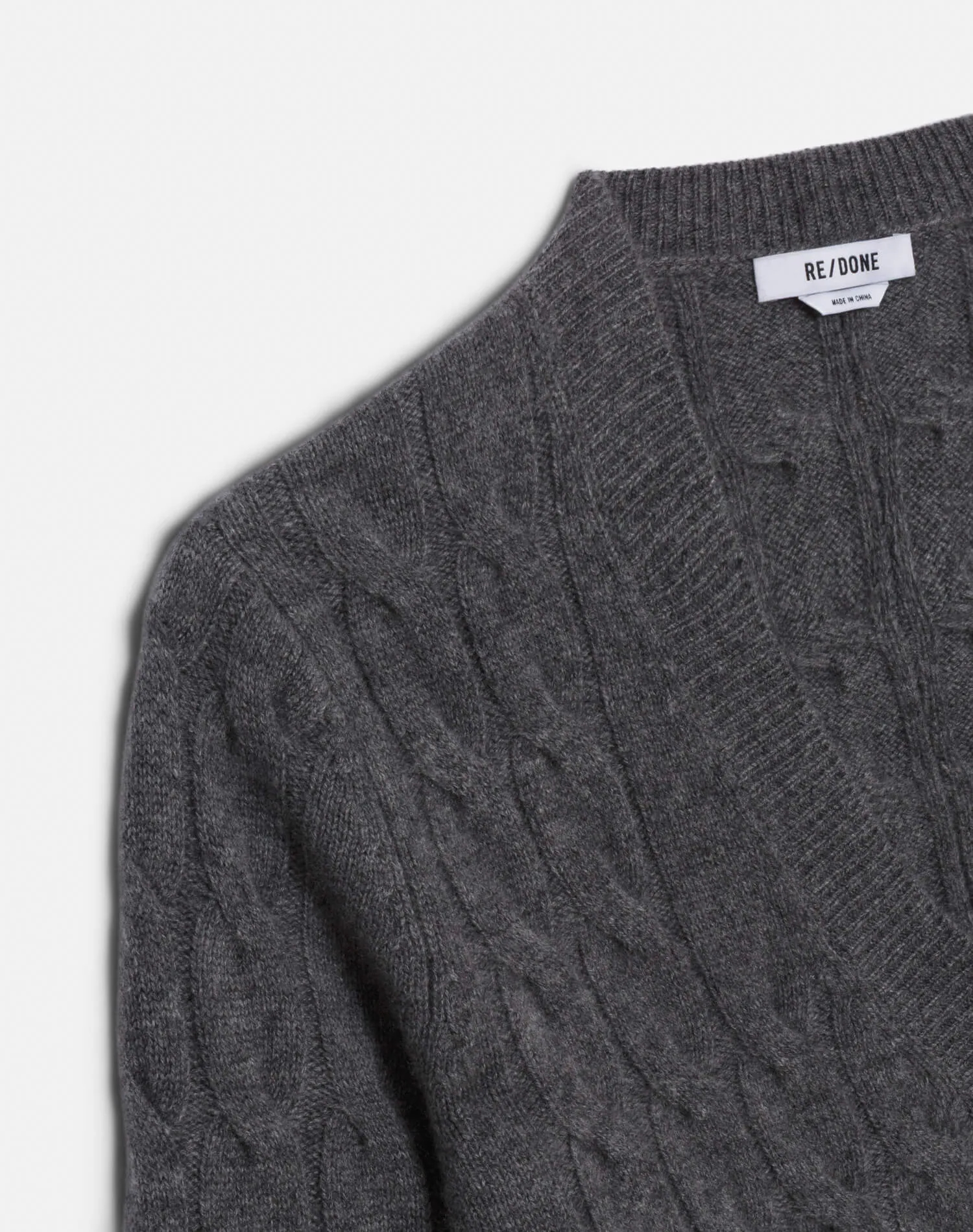 Cable V Neck Cardi - Charcoal sold by Re/Done product image thumbnail 4