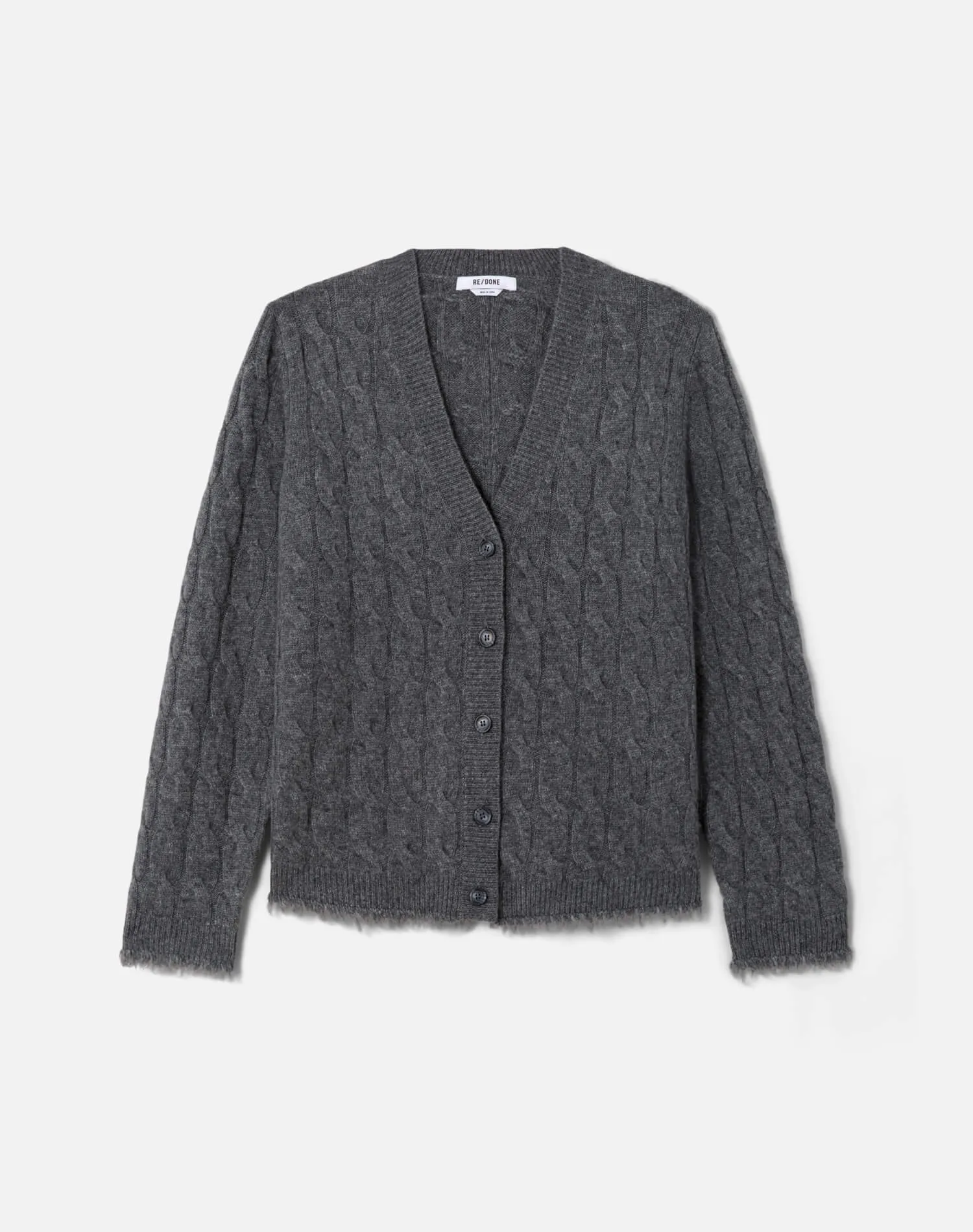 Cable V Neck Cardi - Charcoal sold by Re/Done