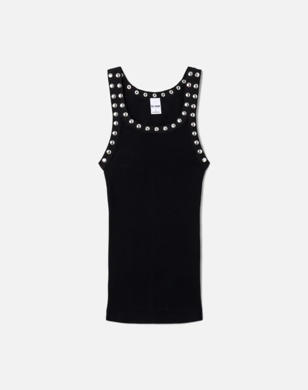 Studded Ribbed Tank - Black sold by Re/Done