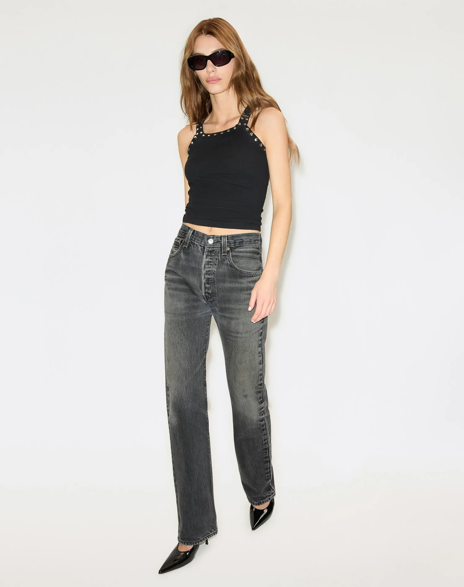 Studded Ribbed Tank - Black sold by Re/Done product image thumbnail 4