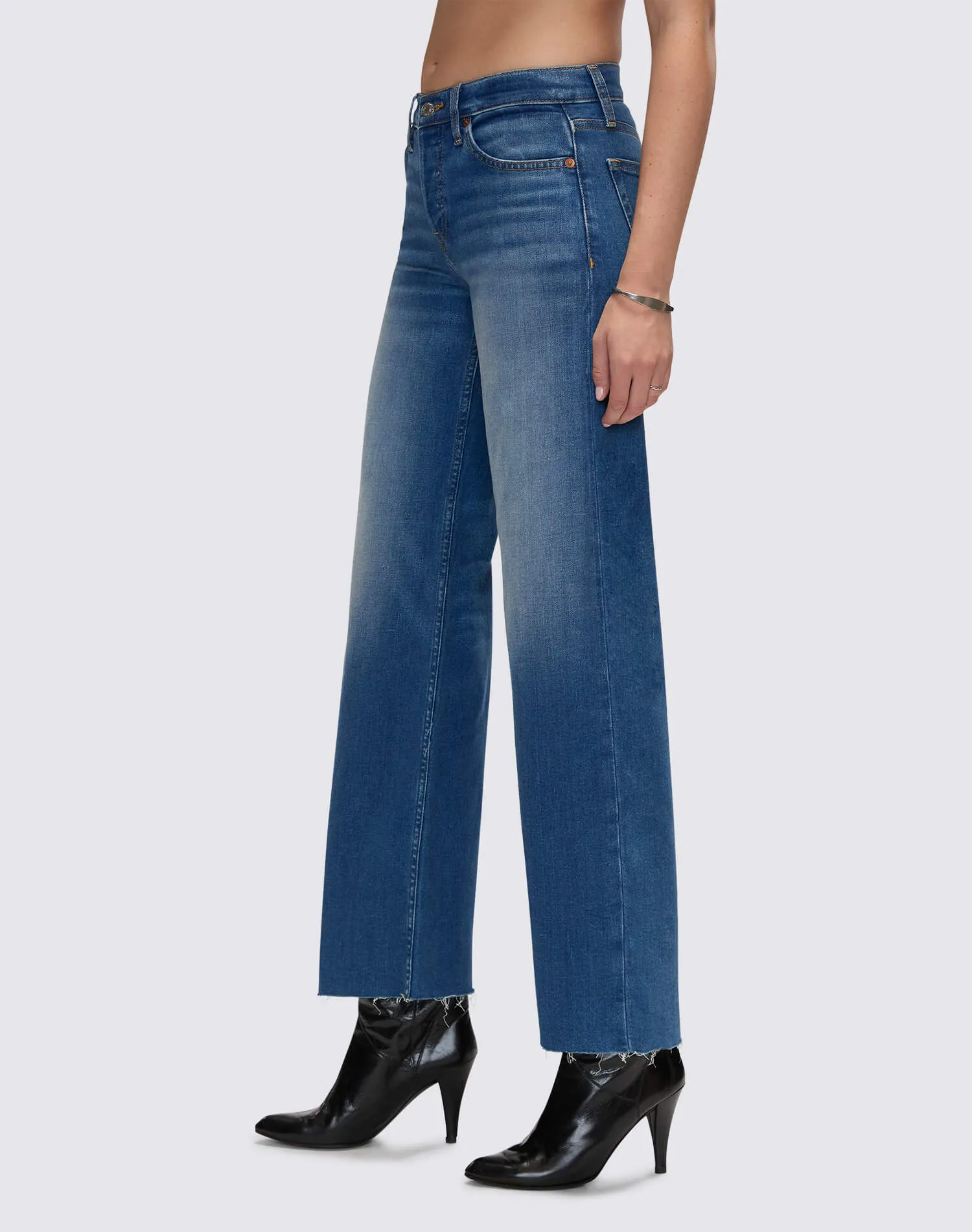 Comfort Stretch Mid Rise Wide Leg Crop - Viper Blue sold by Re/Done product image thumbnail 4