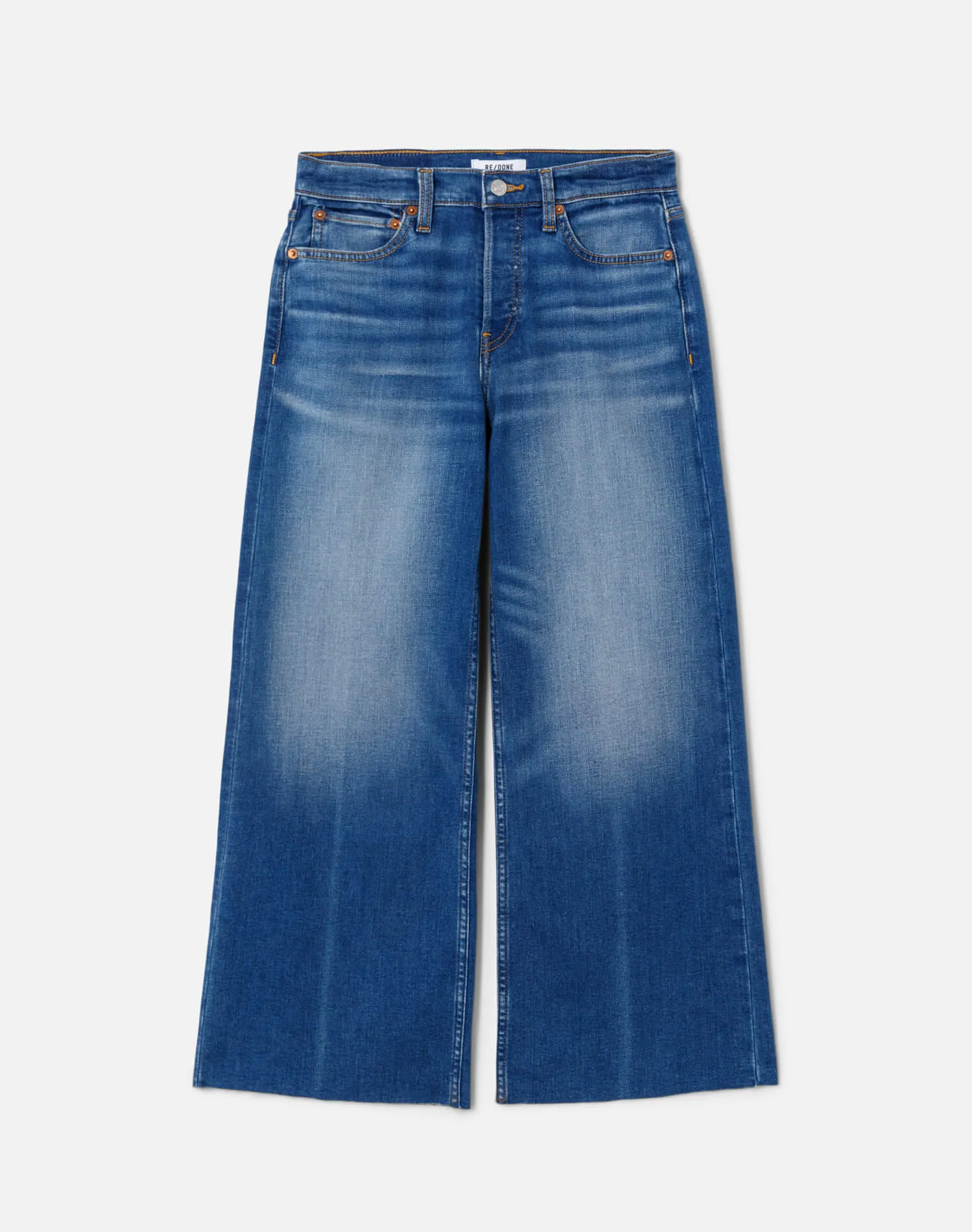 Comfort Stretch Mid Rise Wide Leg Crop - Viper Blue sold by Re/Done