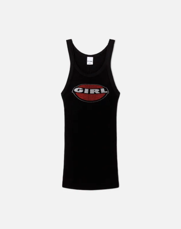 Ribbed "Girl" Tank - Black sold by Re/Done