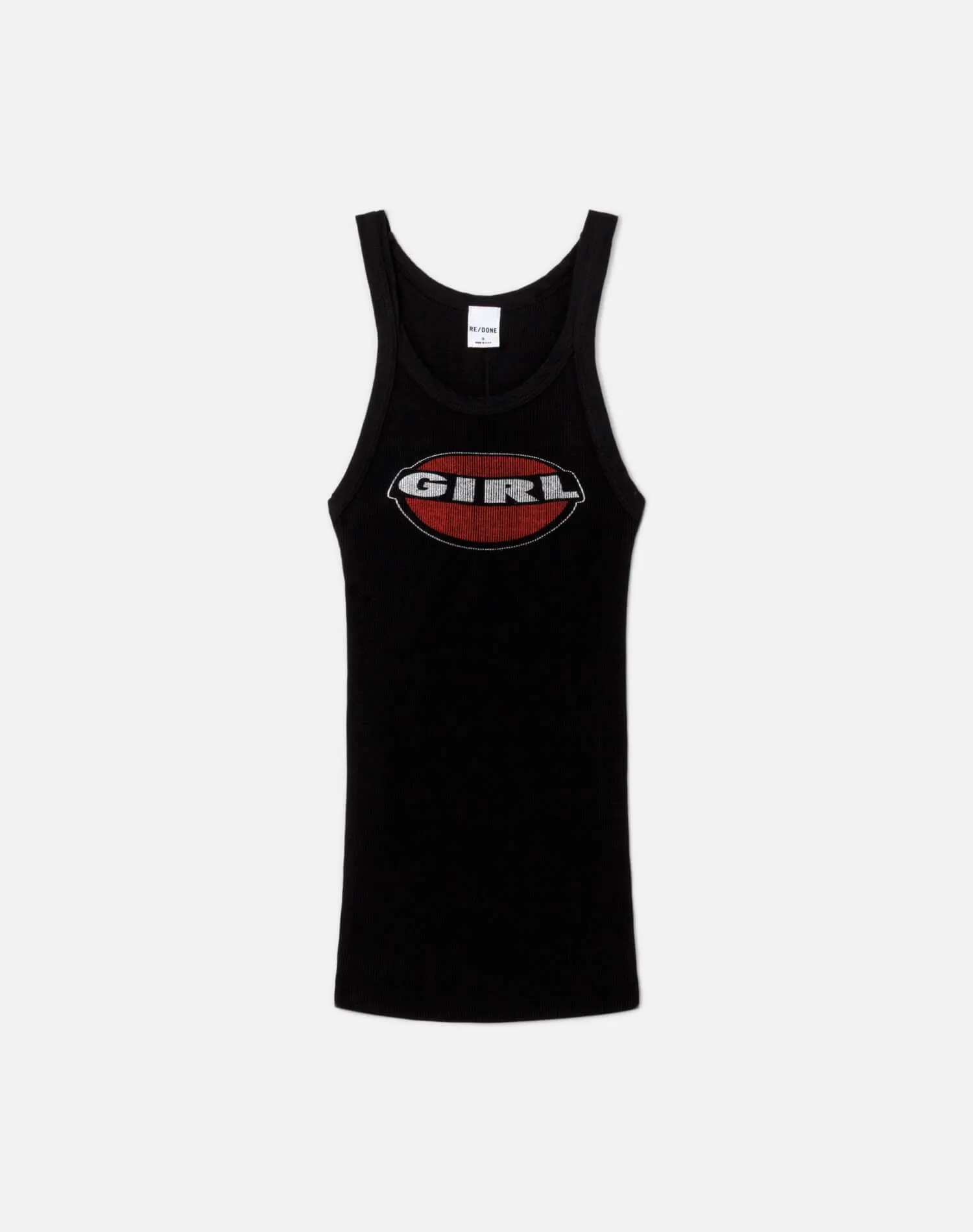 Ribbed "Girl" Tank - Black sold by Re/Done