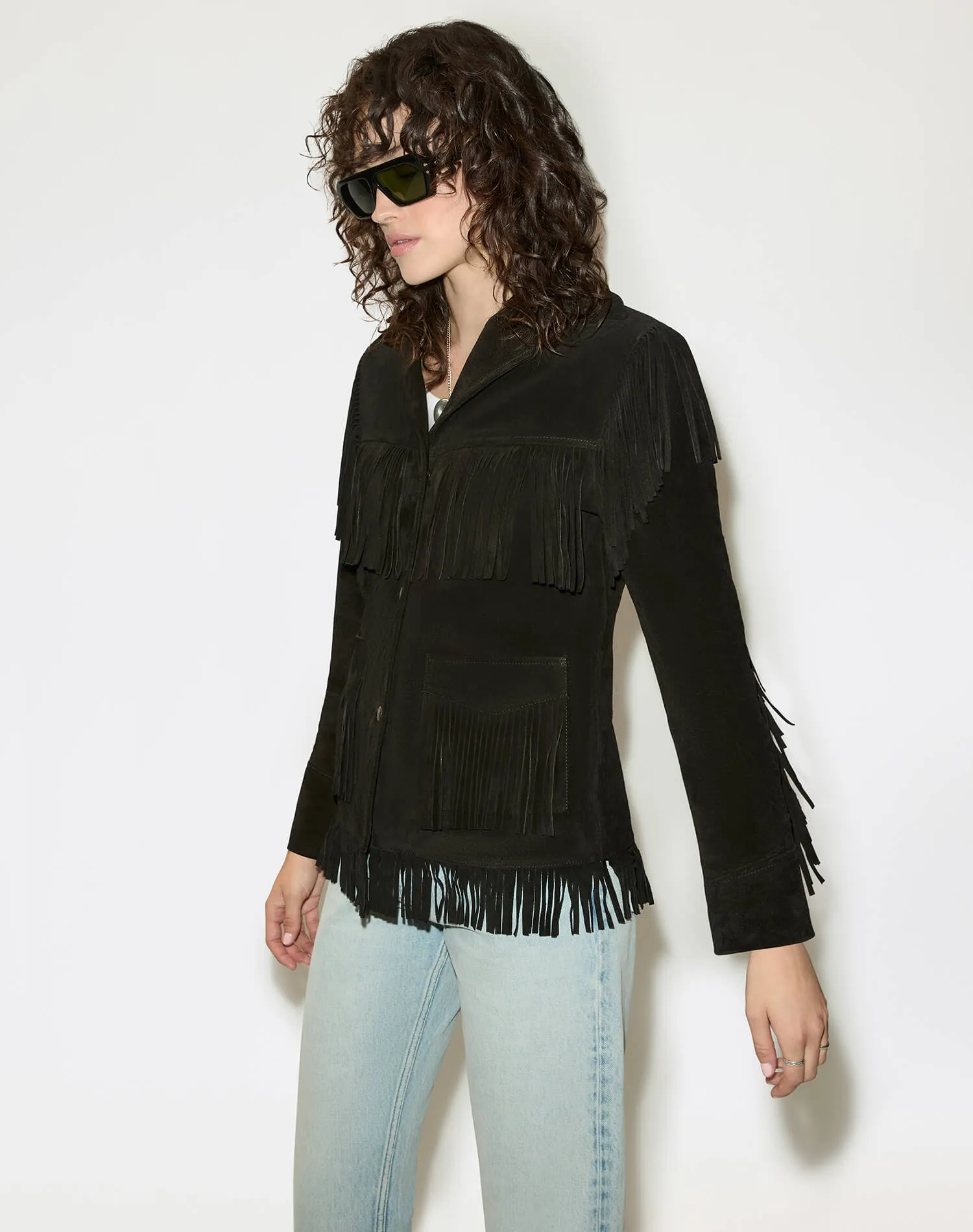 Suede Fringe Jacket - Black sold by Re/Done product image thumbnail 4