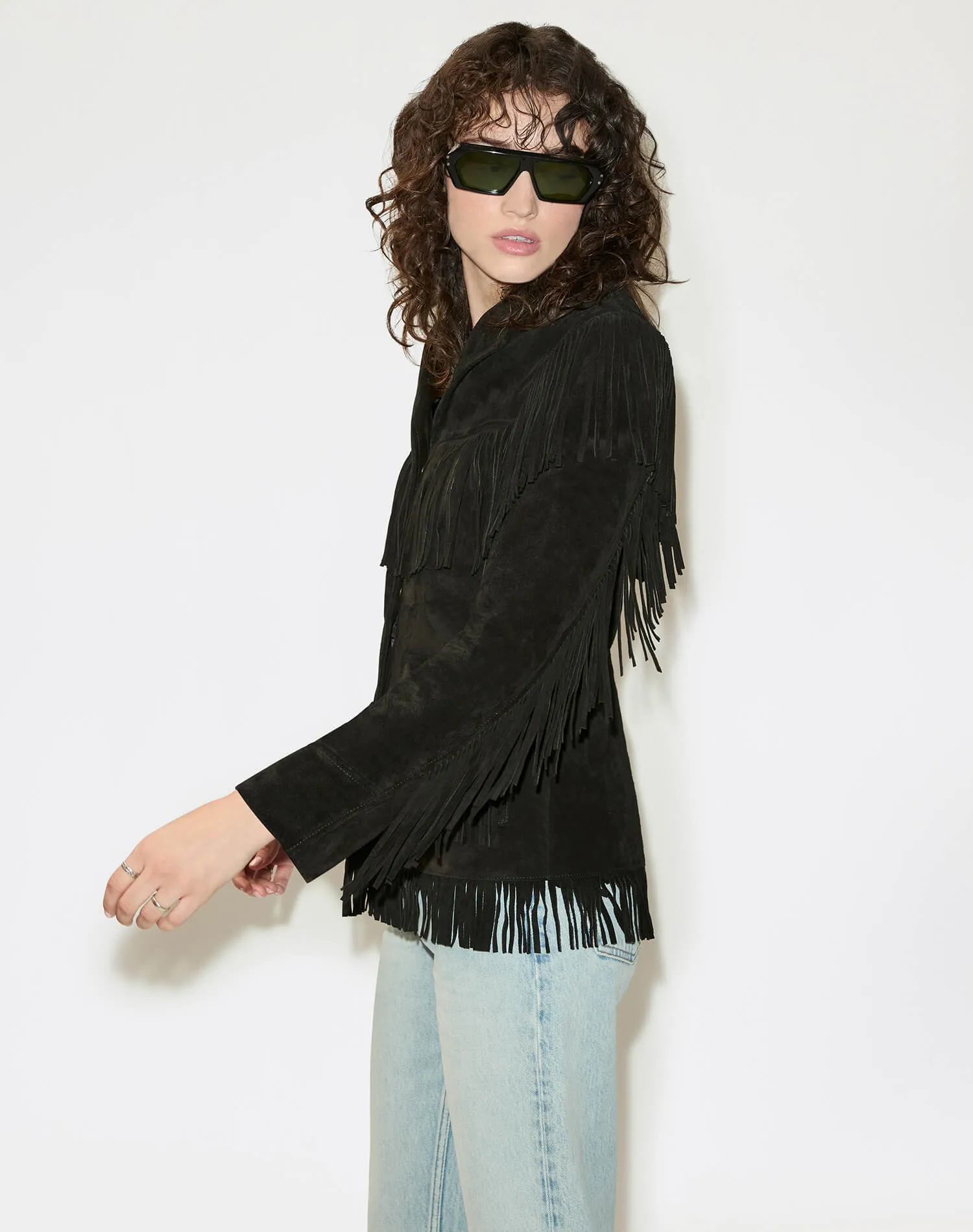 Suede Fringe Jacket - Black sold by Re/Done product image thumbnail 5