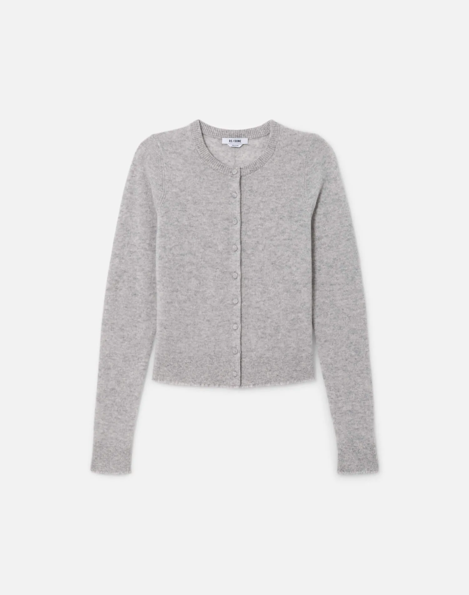Cashmere Crewneck Cardigan - Light Heather Grey sold by Re/Done