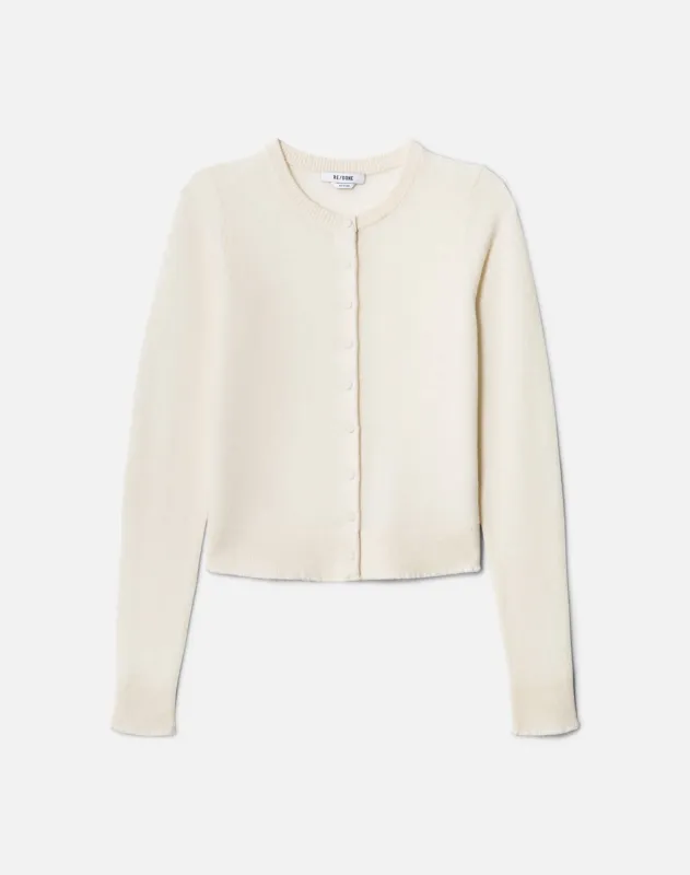 Cashmere Crewneck Cardigan - Ivory made by Re/Done