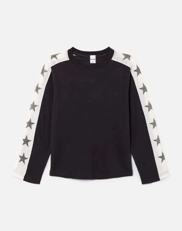 Star Contrast Long Sleeve Jersey - Washed Black made by Re/Done