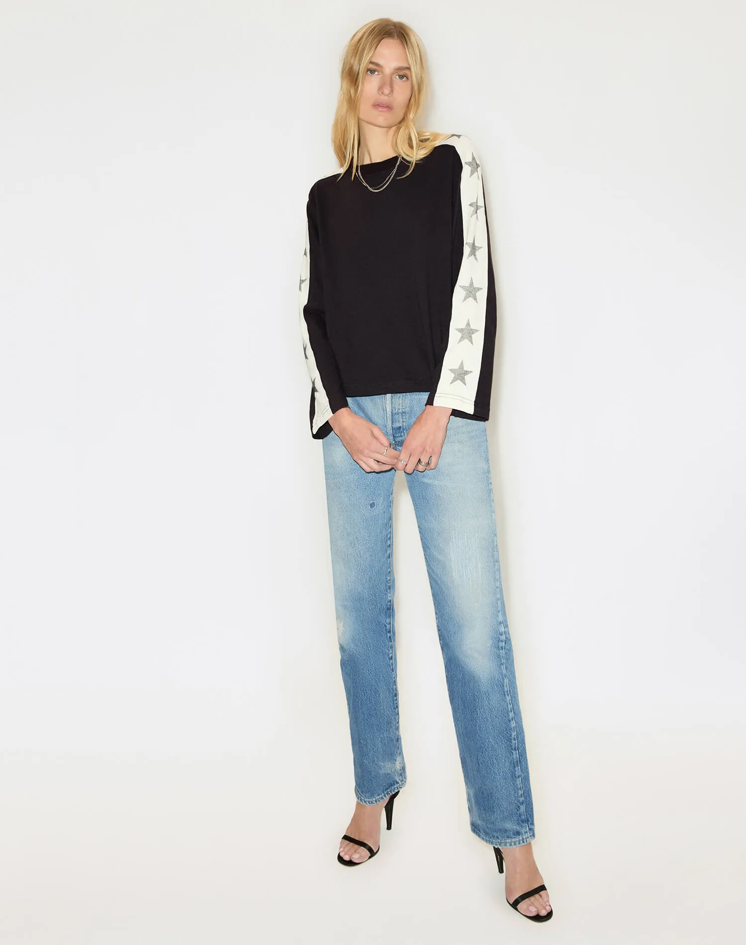 Star Contrast Long Sleeve Jersey - Washed Black sold by Re/Done product image thumbnail 3