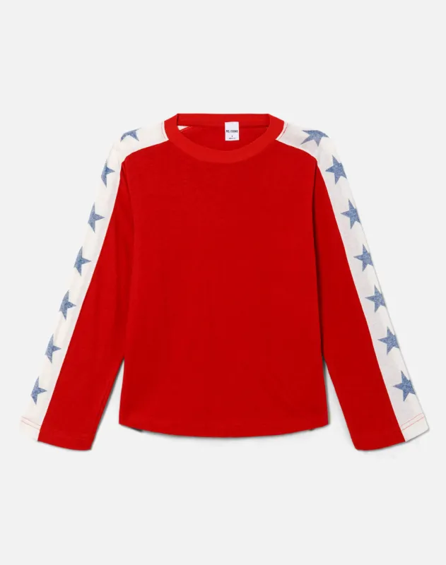 Star Contrast Long Sleeve Jersey - Crimson made by Re/Done