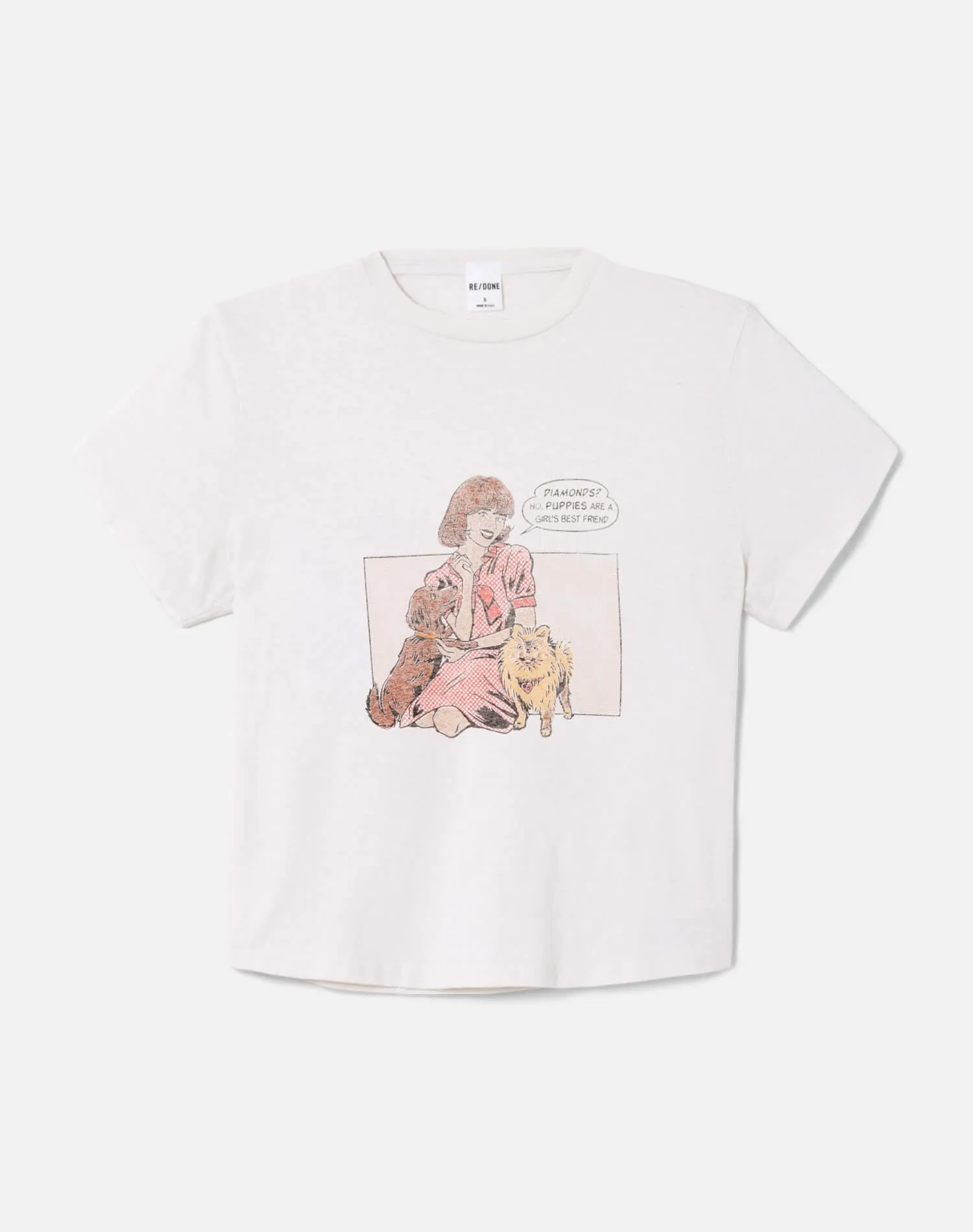 50s Boxy "Puppies" Tee - Vintage White sold by Re/Done