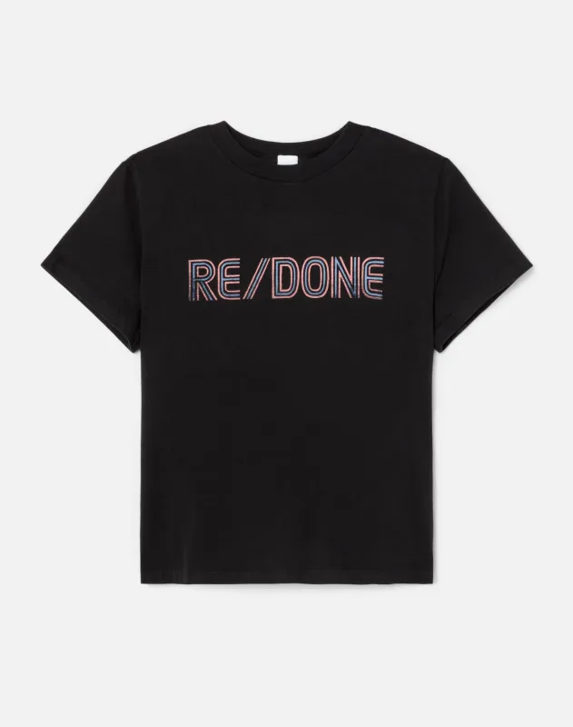 Classic "RE/DONE Stripe" Tee -  Black sold by Re/Done