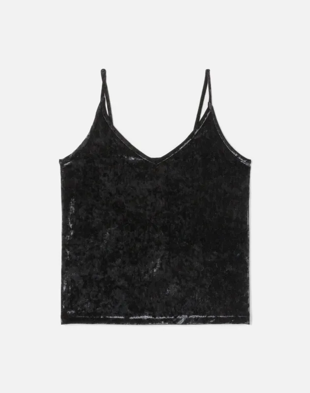 Velour Spaghetti Strap Tank - Black made by Re/Done
